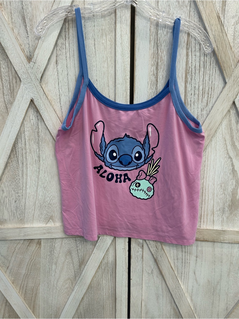 Disney Pink & Blue Stitch Aloha Tank Top - Picture 1 of 8